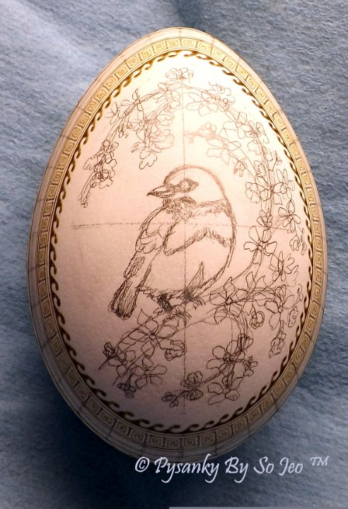 WIP Bluebird Pysanka Pysanky Ukrainian Easter Egg by So Jeo